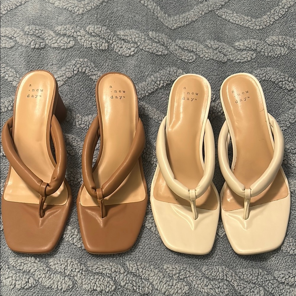 A New Day Women's Brown and Cream Sandals